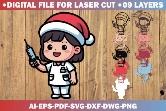 A Multilayer Christmas Nurse Design for Embroidered Holiday Spirit