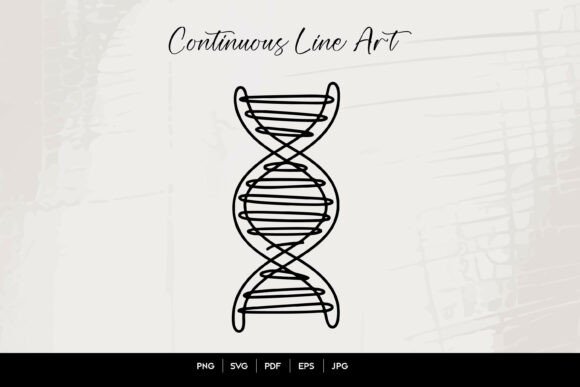 Continuous Line Art DNA Helix for Embroidery