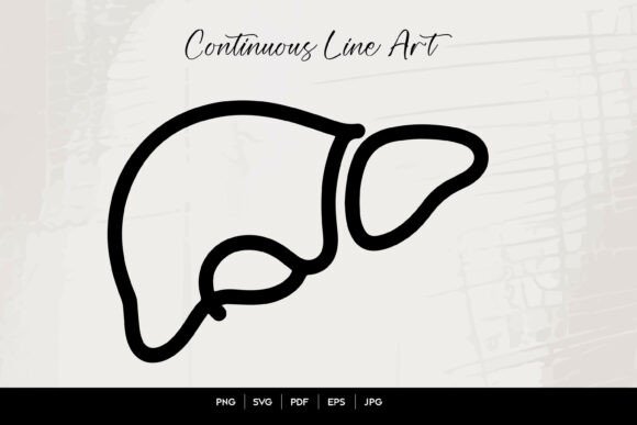 Continuous Line Art Human Liver Illustration