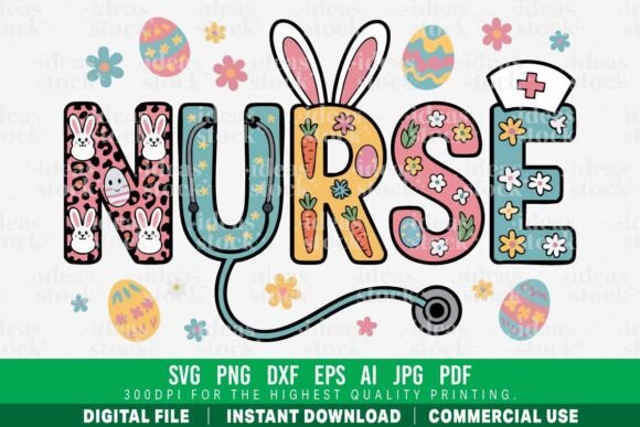 Easter Nurse Word Art: A Charming Embroidery Design