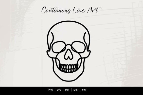 Skull Continuous Line Art for Embroidery